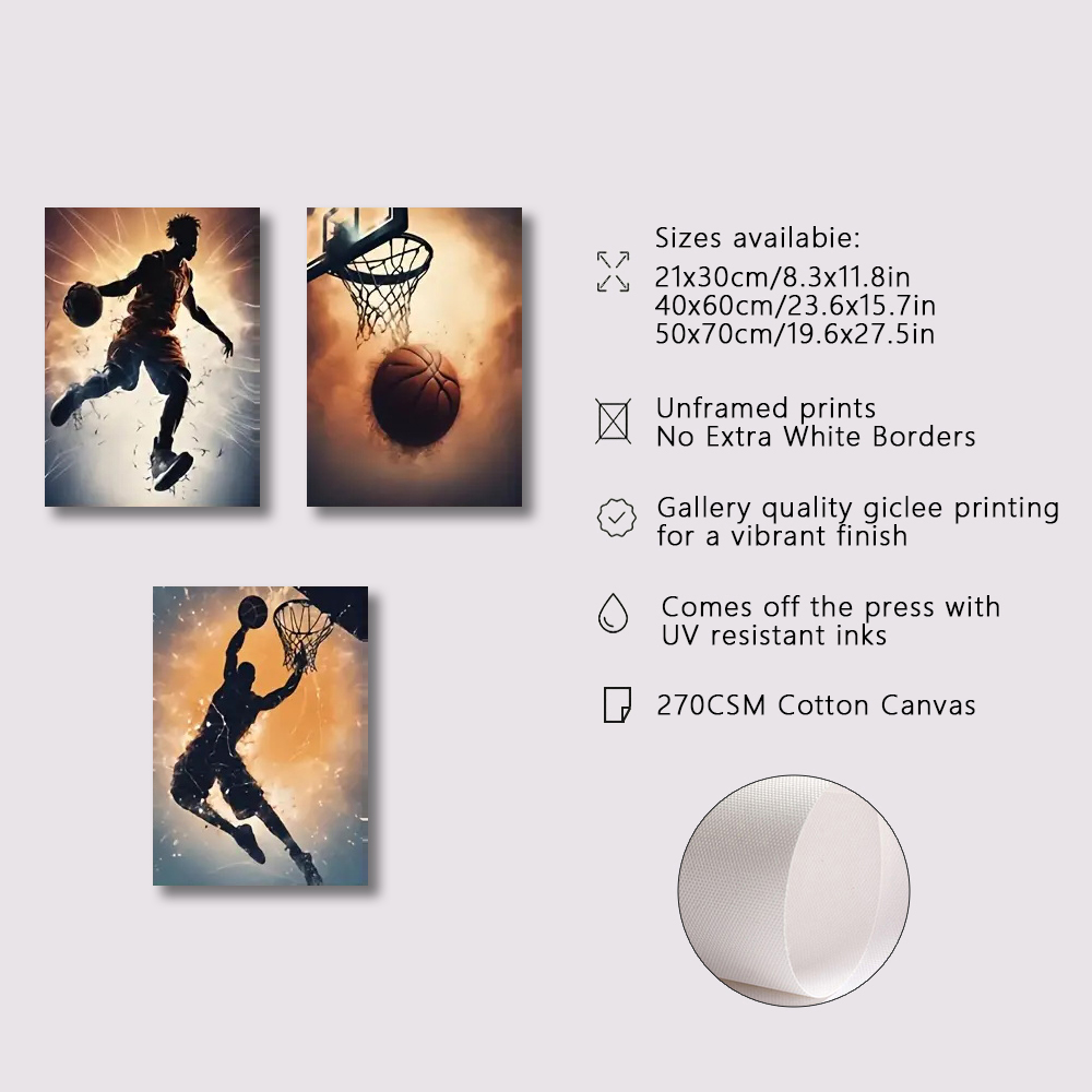 3pc Basketball Wall Art Pose C - огляд і ціна Badminton Zone